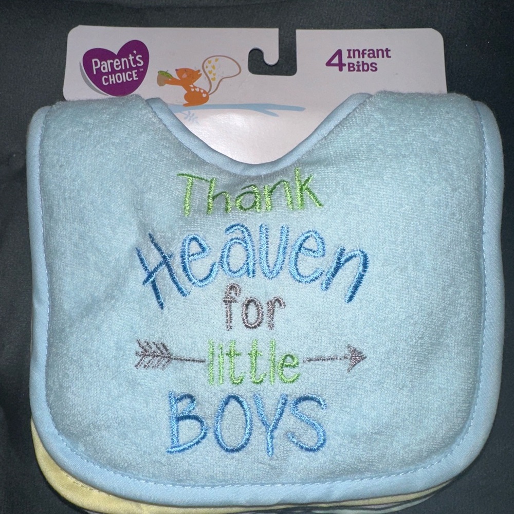 Blue and Yellow Bib with Embroidered Details